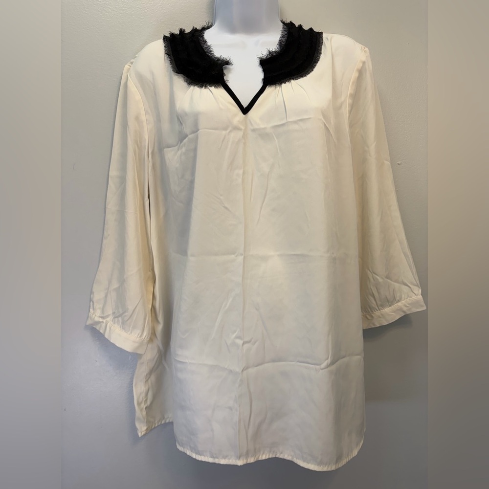 Chico's Cream and Black Women's Top